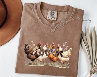 Comfort Color Thanksgiving day Chicken Shirt | Fall Turkey Pumpkin Autumn Fall Thanksgiving Shirt, Pumpkins Shirt, Checkered Pumpkin Shirt