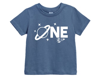One Space 1st Birthday Shirt, Baby Girls and Baby Boys, First Birthday and Cake Smash Outfit, Retro Vintage One First Birthday Shirt
