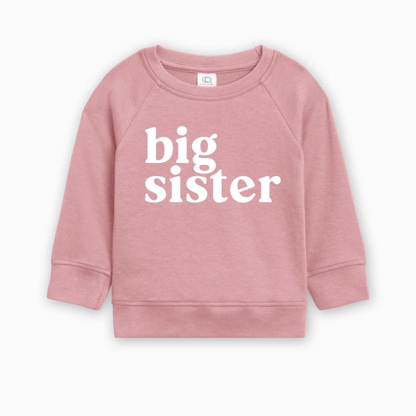 Big sister Organic Toddler Pullover (Serif) | Sister Toddler Crewneck Pullover, Matching mama and baby Sweatshirt, Custom Toddler Pullover