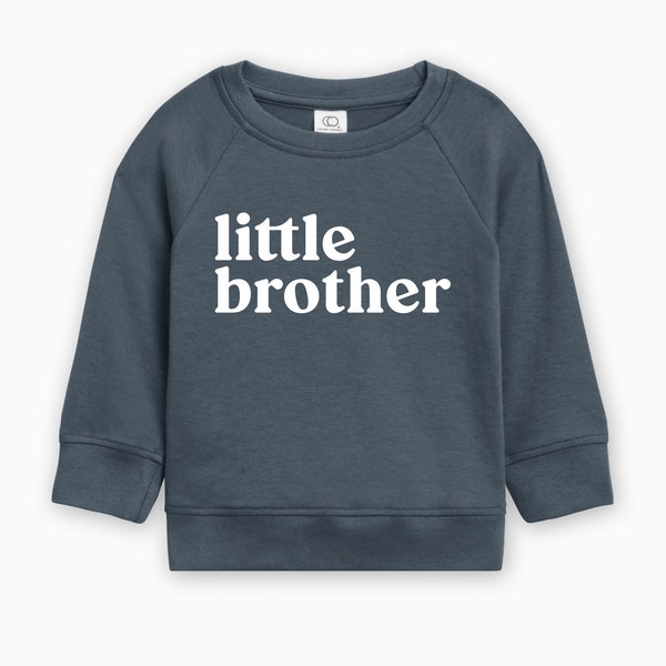 Little brother (Serif) Organic Toddler Pullover |  Lil bro Toddler Crewneck Pullover, Matching mama and baby Sweatshirt, Toddler Pullover