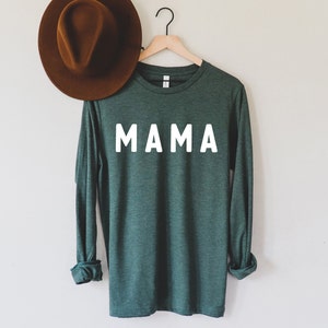 Mama Long Sleeve Shirt (Block2) | Mama Long Sleeve Shirts For Women, Baby Shower Gift, Pregnancy announce, Gift For Mom, Mothers Day Gift