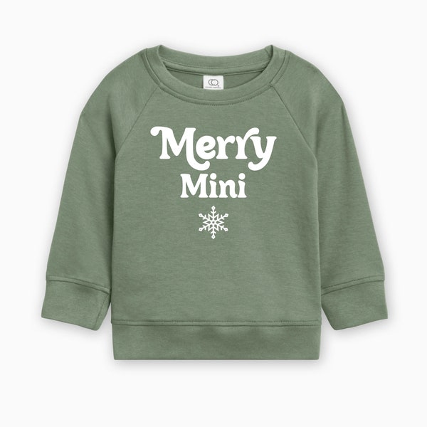 Merry Mini Christmas Family Matching Baby and Toddler Organic Cotton Pullover - Cute Christmas Toddler Top, Christmas snowflake kids shirt