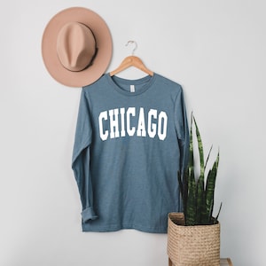 Chicago Long Sleeve Shirt, State shirt, City shirt, University Shirt, College Shirt, College Student Gift, Chicago Fan Shirt, Chicago Shirt