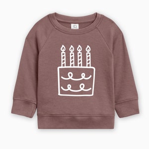 Organic Cotton Four Birthday Cake Pullover, 4 Year Old Birthday Gift, Four Birthday Gift, Birthday Party Shirt, Four Year Old Birthday Shirt