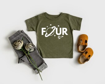 Space Four birthday | Space Birthday T-shirt, Astronaut Party Shirt, Fourth Birthday Tee, Space Party Shirt, Four Year Birthday Party Shirt