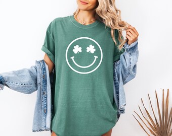 Comfort Colors Shamrock Smile Shirt, Womens patrick Shirt, St Patricks Day Shirt, Shenanigans Begin, Funny Irish Shirt, Saint Patricks Day