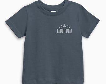 Organic Cotton Toddler Summer Sunshine Kids Shirt, Retro Beach Waves Summer Sunshine Tee, Summer Vacation Top, Ocean Lover Baby T-Shirt