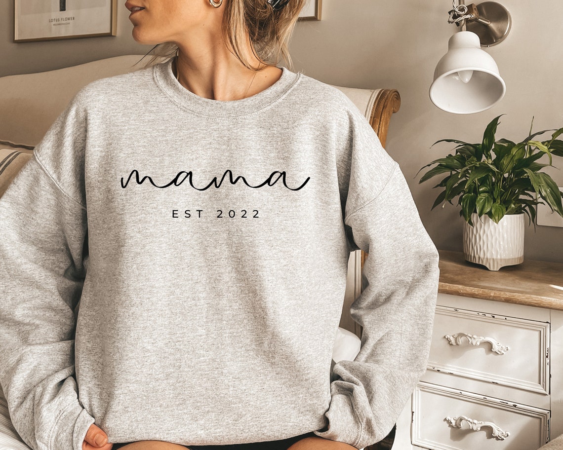 Custom Mama Est 2023 Sweatshirt Girl Mama Shirt Boy Mom Etsy