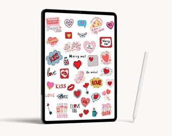 Valentines Stickers, Digital Planner Stickers, Planner Stickers, Digital Stickers, Sticky Notes, GoodNotes Stickers, Planners, Valentines