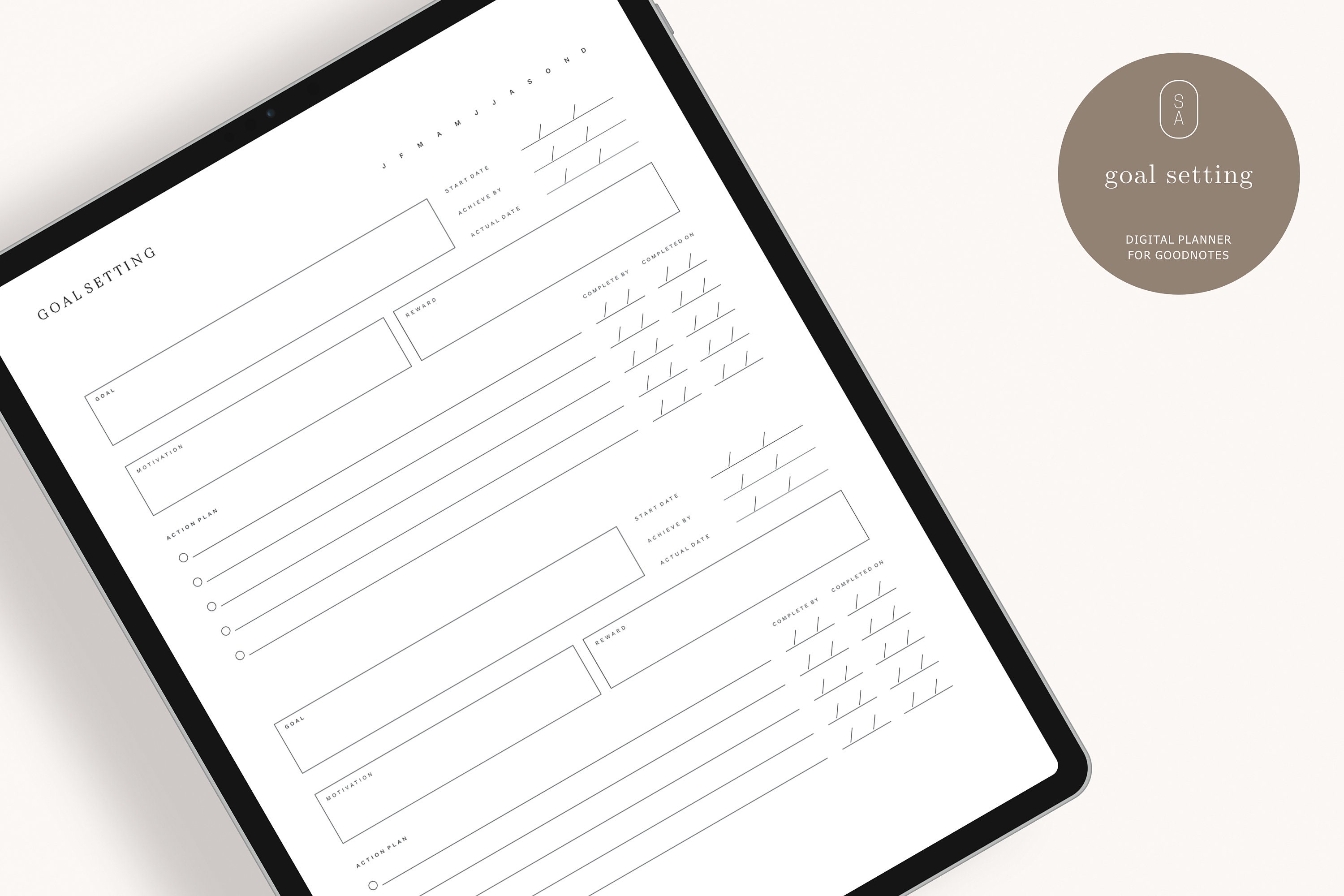 Goal Setting Planner, Digital Planner, GoodNotes Planner, 2024 Digital Planner, iPad Planner, GoodNotes Template, Digital Calendar, Undated