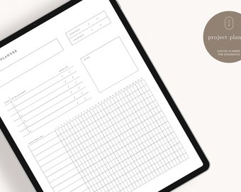 Project Planner, Monthly Planner, Digital Planner, GoodNotes Planner, iPad Planner, GoodNotes Template, Undated, Project Template