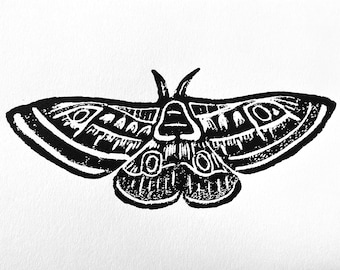 Moth - hand printed linocut