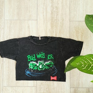 Budweiser frogs your pad or mine cropped top shirt vintage