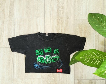 Budweiser frogs your pad or mine cropped top shirt vintage