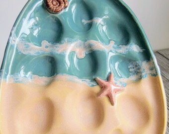 Half Dozen Ocean Themed Decorative Deviled Egg Tray/Platter