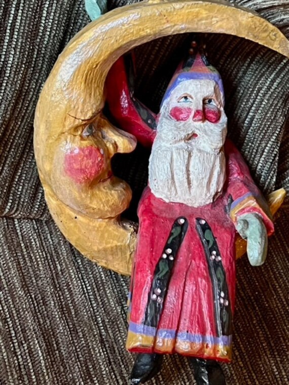 1989 House of Hatten Santa Sitting on Crescent Moon Etsy