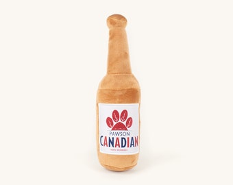 NEW Pawson Canadian Eco-Friendly Canadian Parody Plush Dog Toys - Made with Recycled Material & Using Biodegradable Packaging Molson Beer