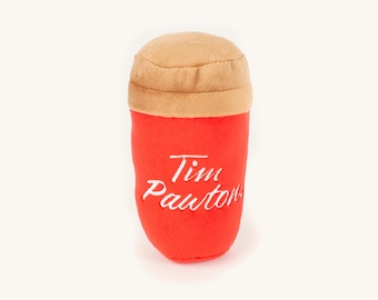 NEW Tim Pawtons Eco-Friendly Canadian Parody Plush Dog Toys - Made with Recycled Material & Biodegradable Packaging Tim Hortons Coffee