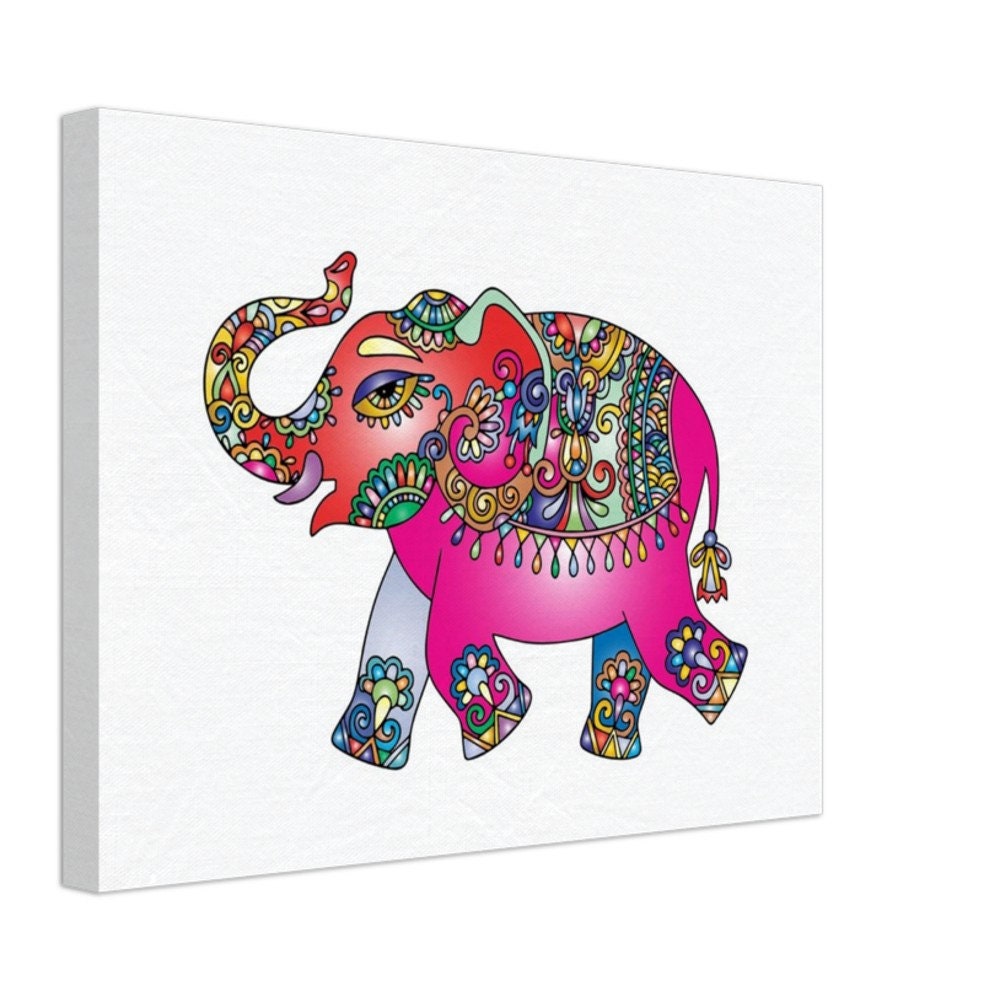 Elephant Canvas Print, Éléphant Indien, Couleur Vive, Œuvre d'art d'éléphant, Cadeau Parfait Pour Le
