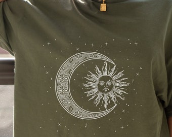 Celestial Shirt Sunshine Shirt Mystical Shirt Zen Shirt Boho Sun and Moon Shirt Hippie Shirt Bohemian Sun and Moon Vintage Oversized