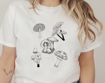 Mushroom Shirt Cottagecore Shirt Mushroom T Shirt Mushroom Tshirt Light Academia Dark Academia Goblincore Fairycore Clothing Fairycore