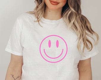 Happy Face Shirt Smile Tee Retro Smile Face Shirt Aesthetic Shirt Smile Face T-Shirt Trendy Clothes Y2K shirt Good Energy Shirt VSCO shirt