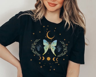 Luna Moth Grunge Fairycore Clothes Cottagecore Sweater Cottagecore Clothing Mushroom Shirt Fairy Shirt Butterfly Tshirt Witchy Shirt