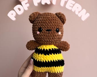 Bee Bear Crochet Pattern PDF, Bumblebee Teddy Amigurumi Tutorial (Instant Download)