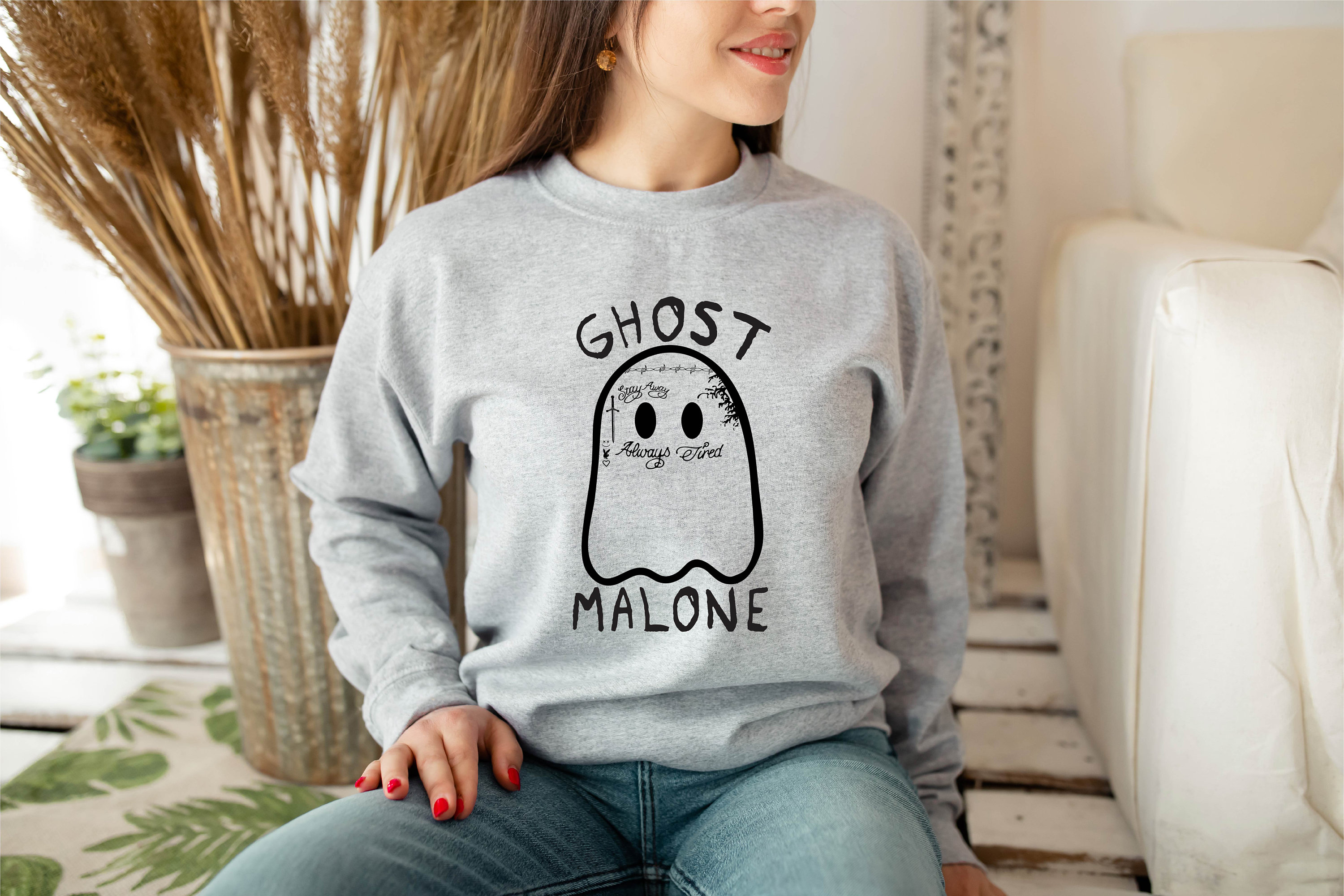 Discover Ghost Malone Sweatshirt, Spooky Halloween Sweatshirt, Cute Ghost Sweatshirt, Funny Halloween Sweatshirt, Cute Halloween Sweatshirts