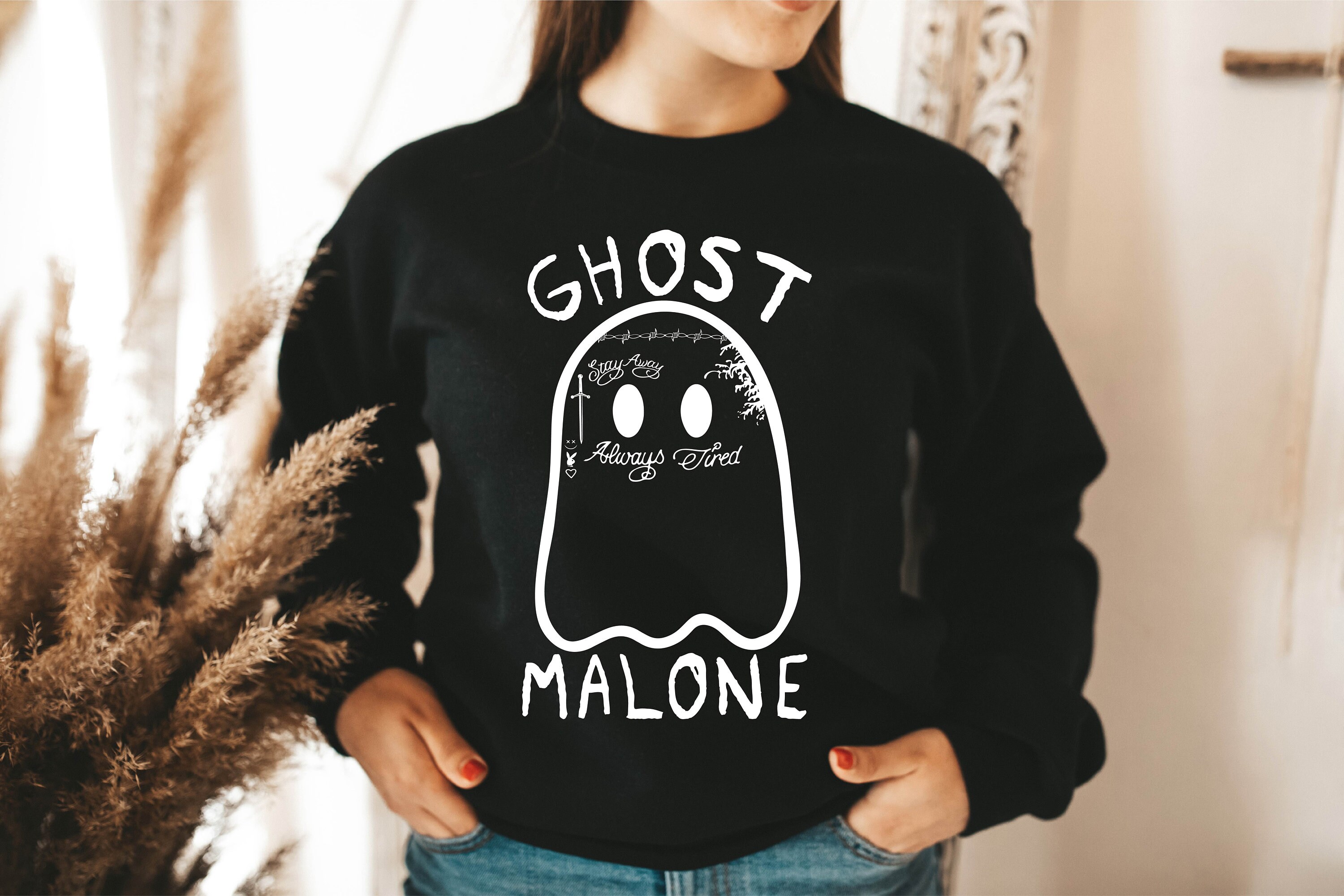 Discover Ghost Malone Sweatshirt, Spooky Halloween Sweatshirt, Cute Ghost Sweatshirt, Funny Halloween Sweatshirt, Cute Halloween Sweatshirts