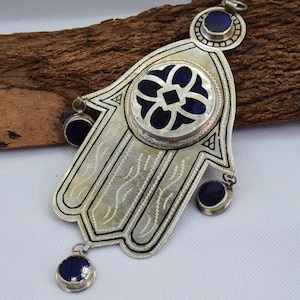 Vintage Moroccan Brass Hand of fatima LARGE Hamsa Hand of Fatima Amulet pendant