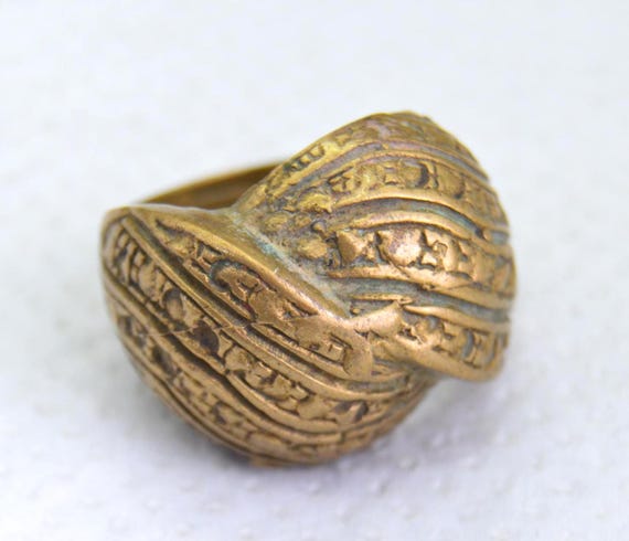 Antique Moroccan Solid Brass Ring – Handmade Berb… - image 8