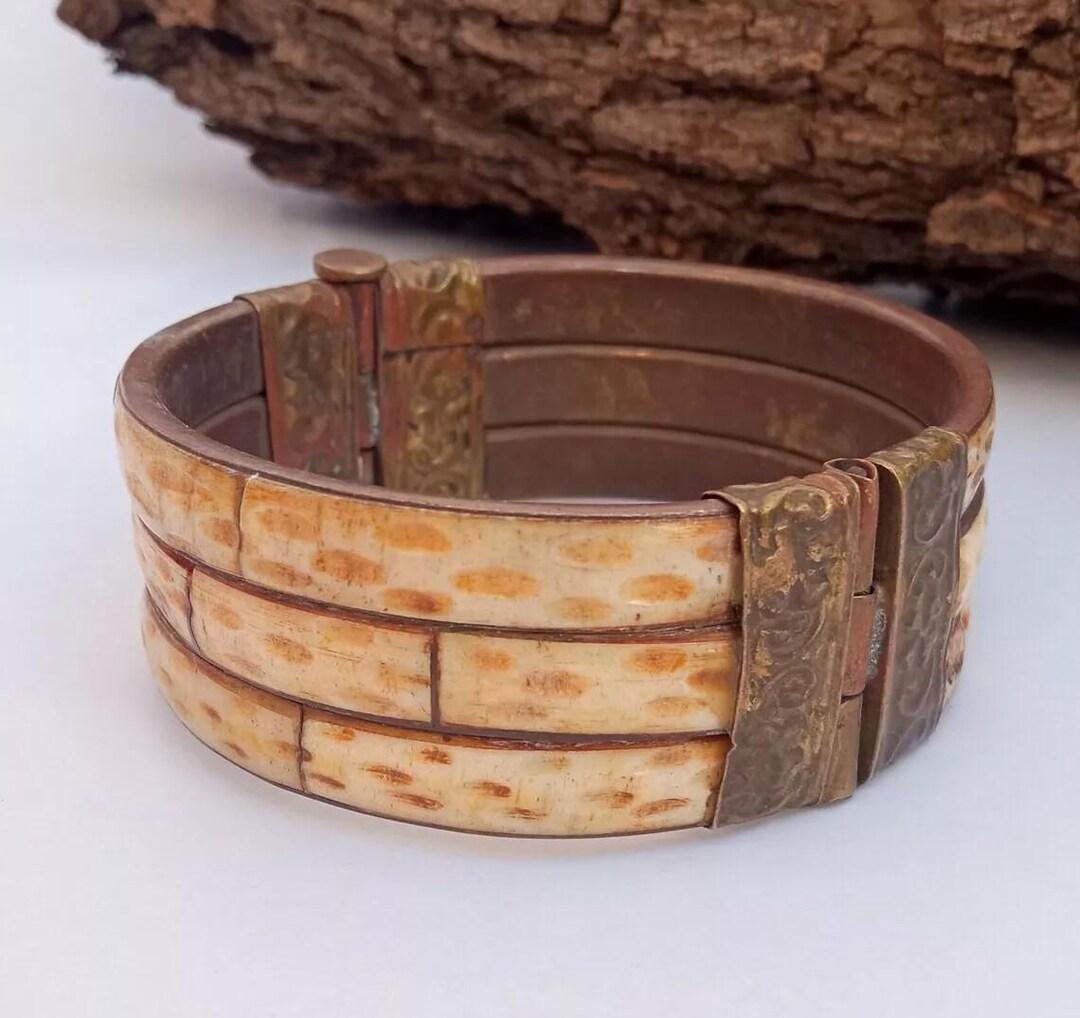 Bracelet Ethnique Marocain Amazigh Berbère En Cuivre Doré - Unisexe Ajustable