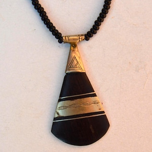Touareg Collier Bois d&#39;Ébène et Argent, Handmade Ebony Necklace, Collier Ethnique Touareg , Boho jewelry, Ethnic Necklace