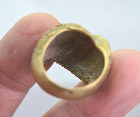 Antique Moroccan Solid Brass Ring – Handmade Berb… - image 6