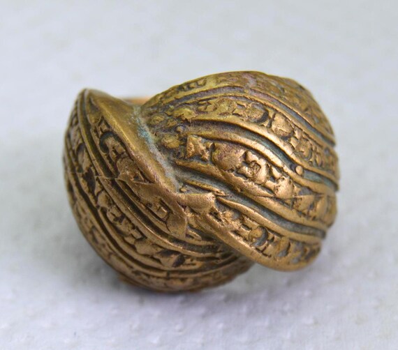 Antique Moroccan Solid Brass Ring – Handmade Berb… - image 3