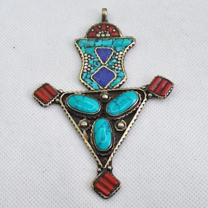 Berber Cross Necklace – Vintage Tuareg Tribal Pendant – Unisex Bohemian Jewelry