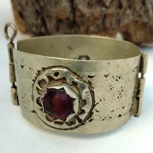antique Berber Amazigh Silver Hinged cuff Bracelet  - Morocco