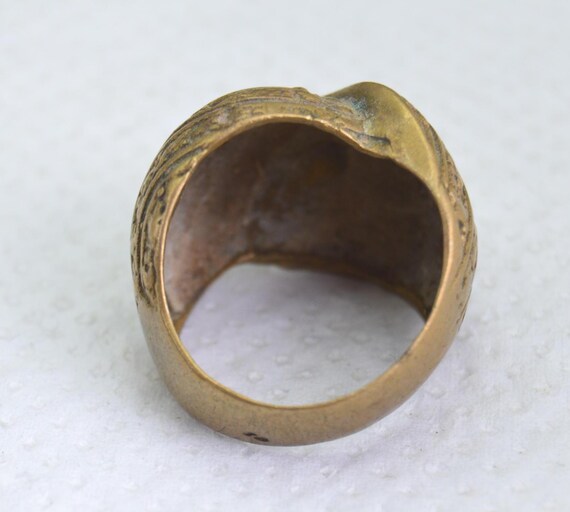 Antique Moroccan Solid Brass Ring – Handmade Berb… - image 7