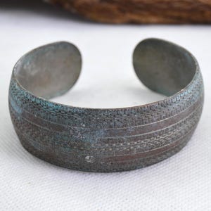 Antique Berber Bronze Bracelet Bangle – Heavy Tribal Bracelet with Green Patina, Vintage Moroccan Oxidized Jewelry
