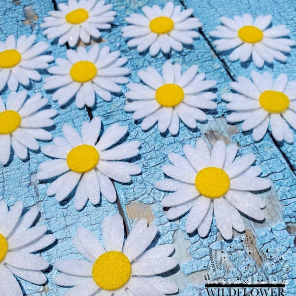 Felt Daisy Flower Cut Out | Pre-cut Shapes for DIY Sewing Crafts | 20 double Die Cut Flowers Daisies