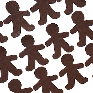 16 Precut Large Felt Gingerbread Man Cut Outs - 6&quot; Tall Walnut Brown