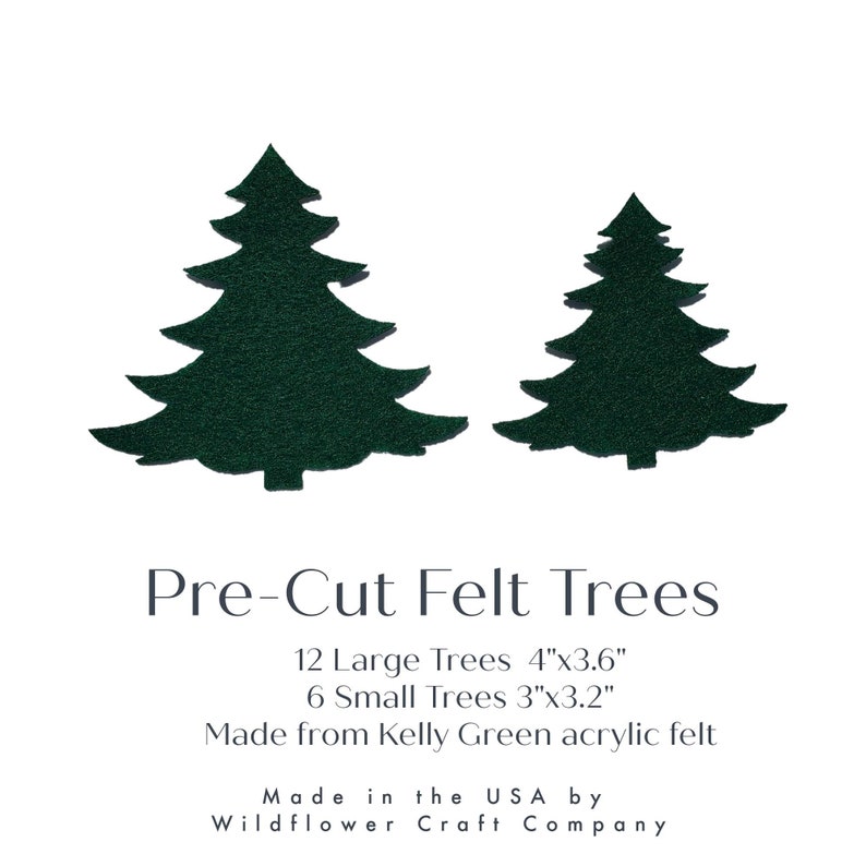 Felt Evergreen Christmas Tree Cut Out 12 Large 6 Medium Die Cut