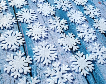 24 Felt Snowflakes Pre-cut | Die Cut Embellishments | Snowflake Cut-out Shapes for DIY Sewing Crafts