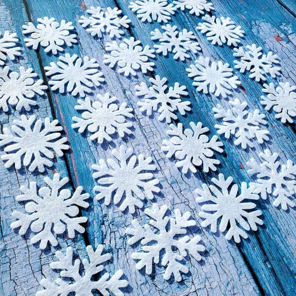 24 Felt Snowflakes Pre-cut | Die Cut Embellishments | Snowflake Cut-out Shapes for DIY Sewing Crafts