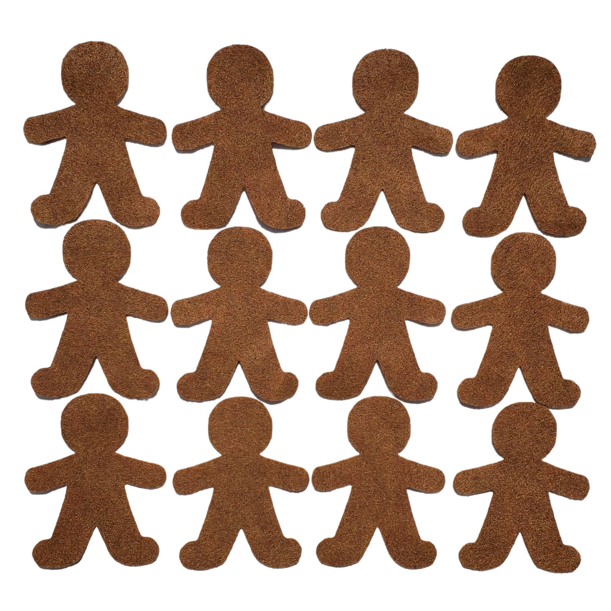 Precut Felt Gingerbread Man | 12 large Cut Out Gingerbread | Die Cut Embellishments | Pre-cut Ornaments for DIY Crafts | Christmas Shapes
