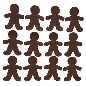 Precut Felt Gingerbread Man | 12 large Cut Out Gingerbread | Die Cut Embellishments | Pre-cut Ornaments for DIY Crafts | Christmas Shapes