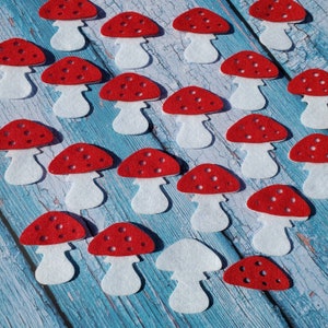 Felt Mushrooms| 20 Pre-cut Toadstool Shapes for DIY Sewing Crafts |  Precut Felt Mushroom Die Cut Felt Embellishments