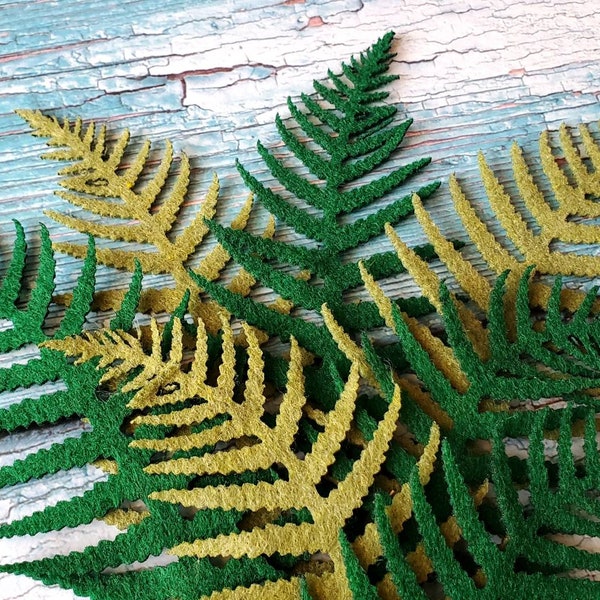 10 Large Felt Ferns | Pre-cut Shapes for DIY Sewing Crafts | Die Cut Fern