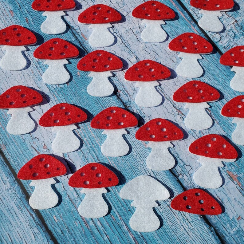 Felt Mushrooms| 20 Pre-cut Toadstool Shapes for DIY Sewing Crafts ...